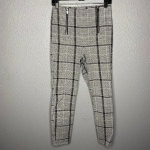 Black and White Plaid Zip Up Pants